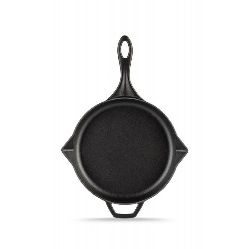 Sartén de hierro fundido esmaltado Hosse, Black Onyx, Ф24cm - Sartén plana de hierro fundido