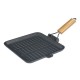 Sartén grill de hierro fundido con mango de madera plegable, 24x24 cm | Sartén grill de hierro fundido con mango de madera plegable, 24x24 cm | | |