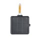 Sartén grill de hierro fundido con mango de madera plegable, 24x24 cm | Sartén grill de hierro fundido con mango de madera plegable, 24x24 cm | | |