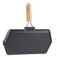 Sartén grill de hierro fundido con mango de madera plegable, 35x21 cm | Sartén para parrilla de hierro fundido Sartén grill de hierro fundido con mango de madera plegable, 35x21 cm | Sartén para parrilla de hierro fundido | Sartén de hierro fundido |
