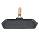 Sartén grill de hierro fundido con mango de madera plegable, 35x21 cm | Sartén para parrilla de hierro fundido Sartén grill de hierro fundido con mango de madera plegable, 35x21 cm | Sartén para parrilla de hierro fundido | Sartén de hierro fundido |