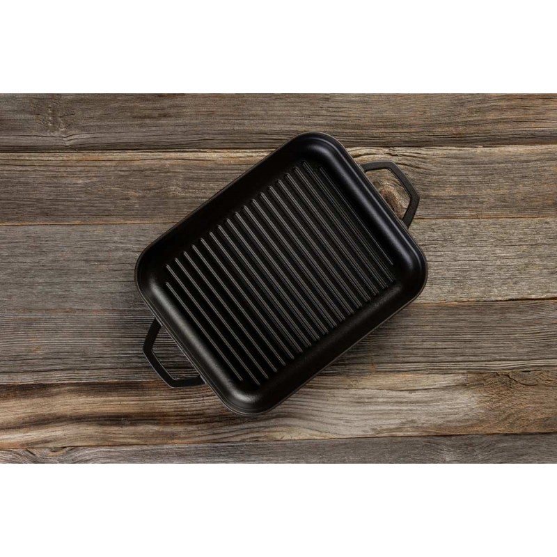 Sartén grill rectangular de hierro fundido con dos asas Hosse, 26x32cm | Sartén de hierro fundido |  |