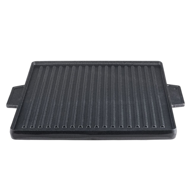 Placa de hierro fundido para grill de doble cara, 38x38 cm - 