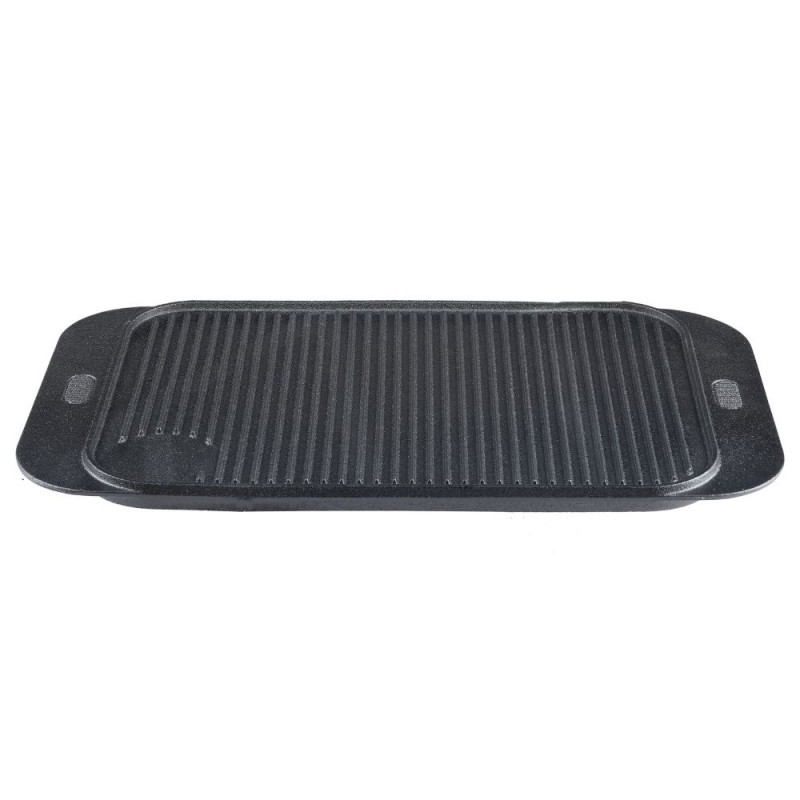 Placa de hierro fundido para grill de doble cara, 48x26 cm - Placa de hierro fundido