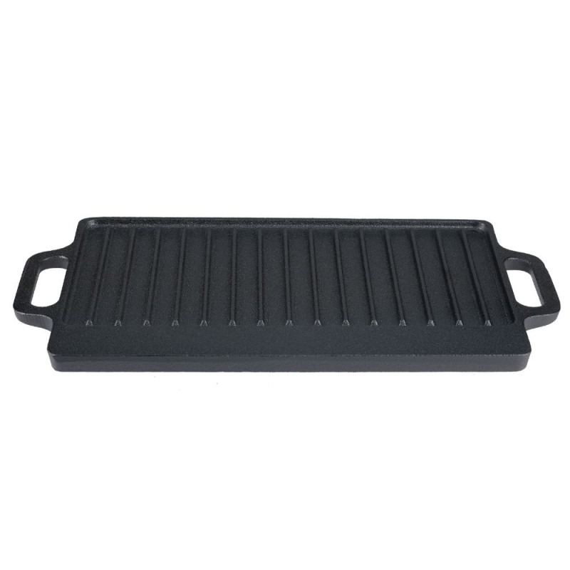 Placa de hierro fundido para grill de doble cara, 38x23 cm - 