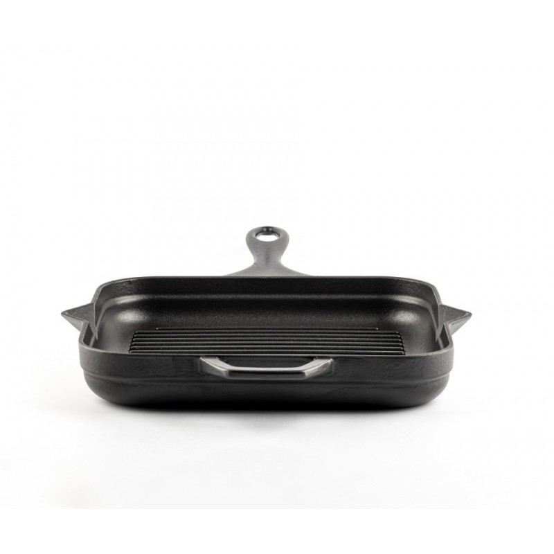 Sartén para parrilla de hierro fundido esmaltado Hosse, Black Onyx, 28x28cm | Sartén para parrilla de hierro fundido | Sartén de hierro fundido |