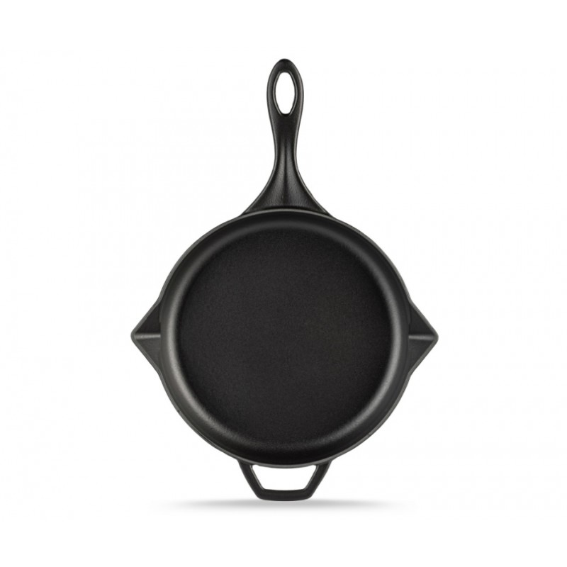 Sartén de hierro fundido esmaltado Hosse, Black Onyx, Ф28cm - Sartén plana de hierro fundido