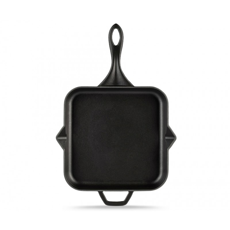 Sartén de hierro fundido esmaltado Hosse, Black Onyx, 28x28cm - Sartén plana de hierro fundido