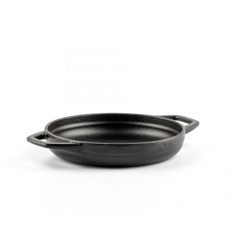 Sartén de hierro fundido con dos asas esmaltado Hosse, Black Onyx, Ф16cm - Sartén plana de hierro fundido