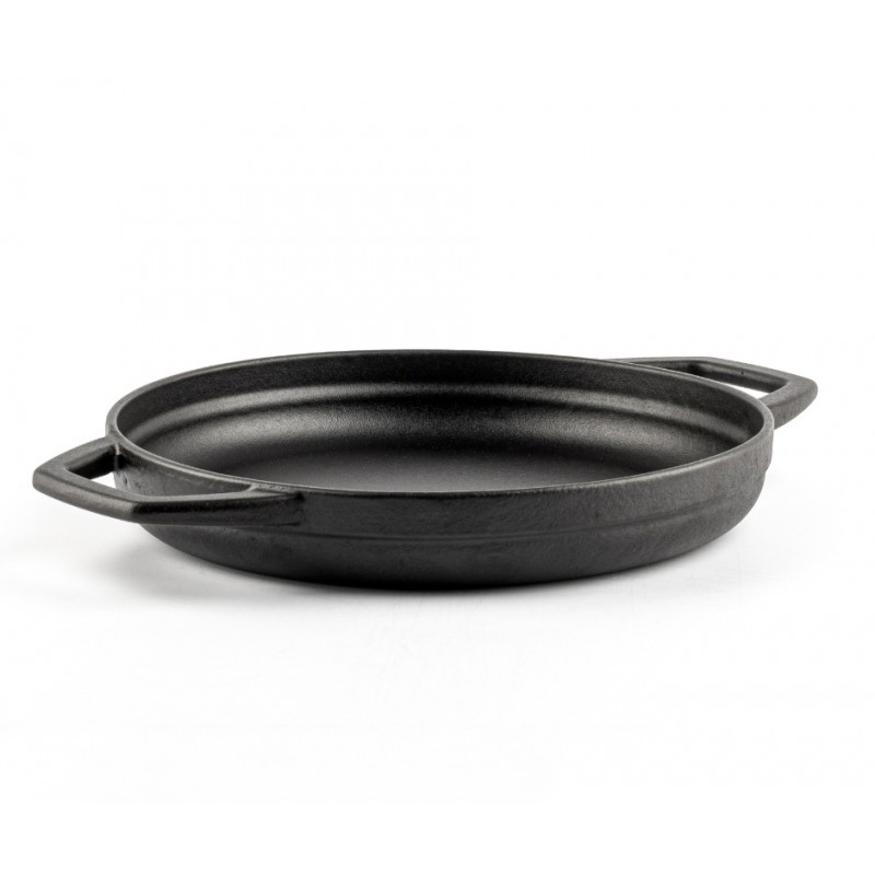 Sartén de hierro fundido con dos asas esmaltado Hosse, Black Onyx, Ф22cm - Sartén plana de hierro fundido