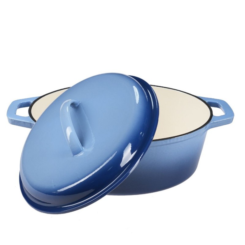 Olla de hierro fundido esmaltada, Azul, ovalado, 33x27см - 