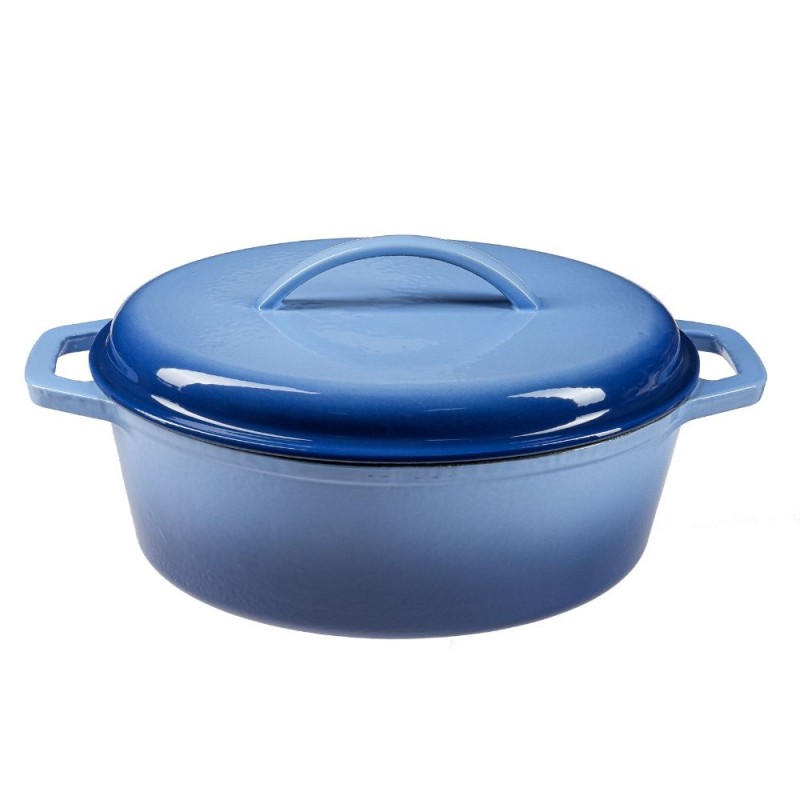Olla de hierro fundido esmaltada, Azul, ovalado, 33x27см - 