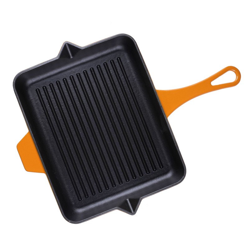 Sartén para parrilla de hierro fundido esmaltado Hosse, Dijon, 26x32cm - Sartén de hierro fundido