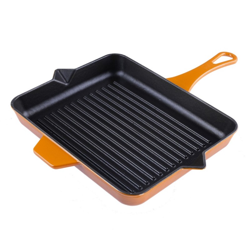 Sartén para parrilla de hierro fundido esmaltado Hosse, Dijon, 26x32cm - Sartén de hierro fundido