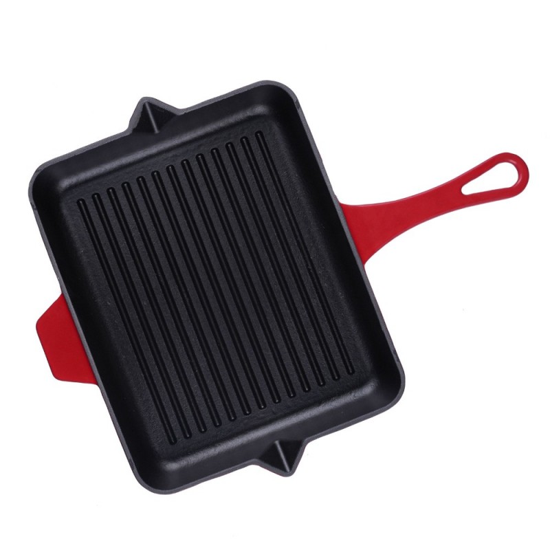 Sartén para parrilla de hierro fundido esmaltado Hosse, Rubin, 26x32cm - Sartén de hierro fundido